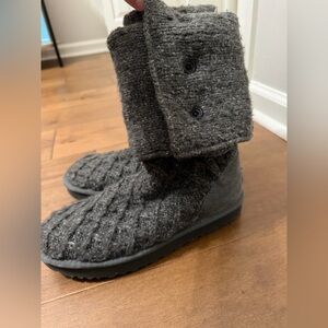 UGG Gray Knit Fold-Over Boots